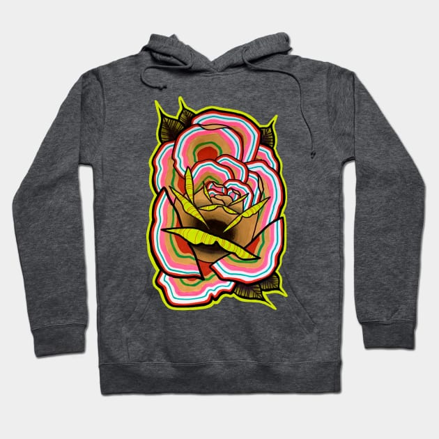 Technicolor Rose Hoodie by TimPangburn